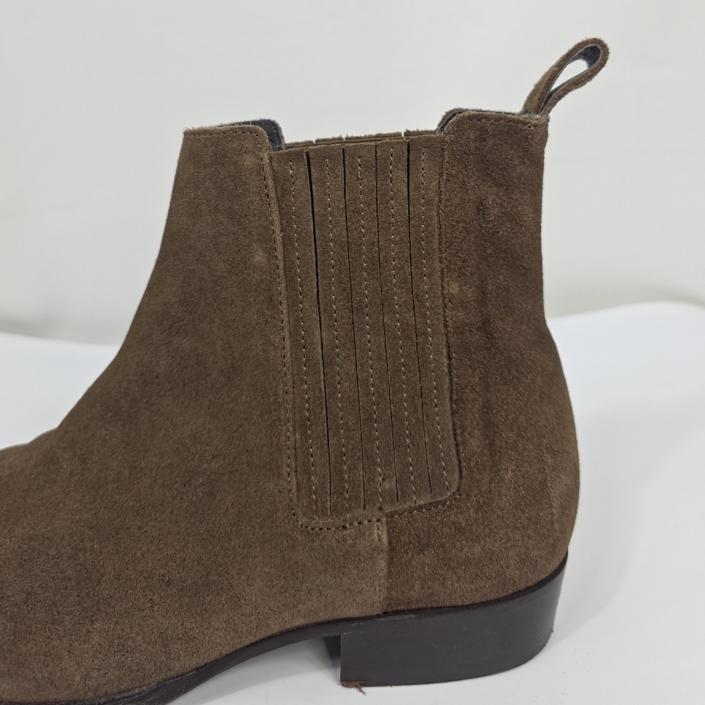 AllSaints Suede Chelsea Boots Tan Elastic Panel Pull On Size 44 US 11 - Picture 9 of 15